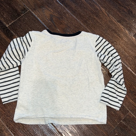 Andy & Evan plaid moose long sleeve Tshirt with striped sleeves EUC 5Y - Picture 3 of 3